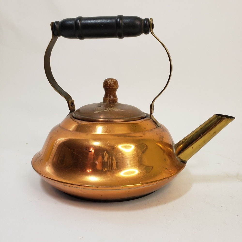 Vintage CopperCraft Tea Kettle Copper w/Brass Wooden Handle Taunton Mass